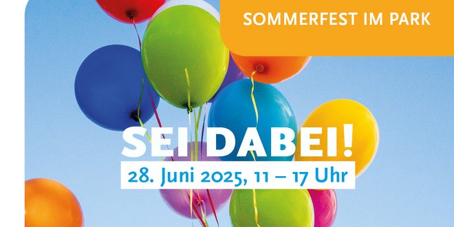 Titelbild Sommerfest im Park - aufsteigende Luftballons